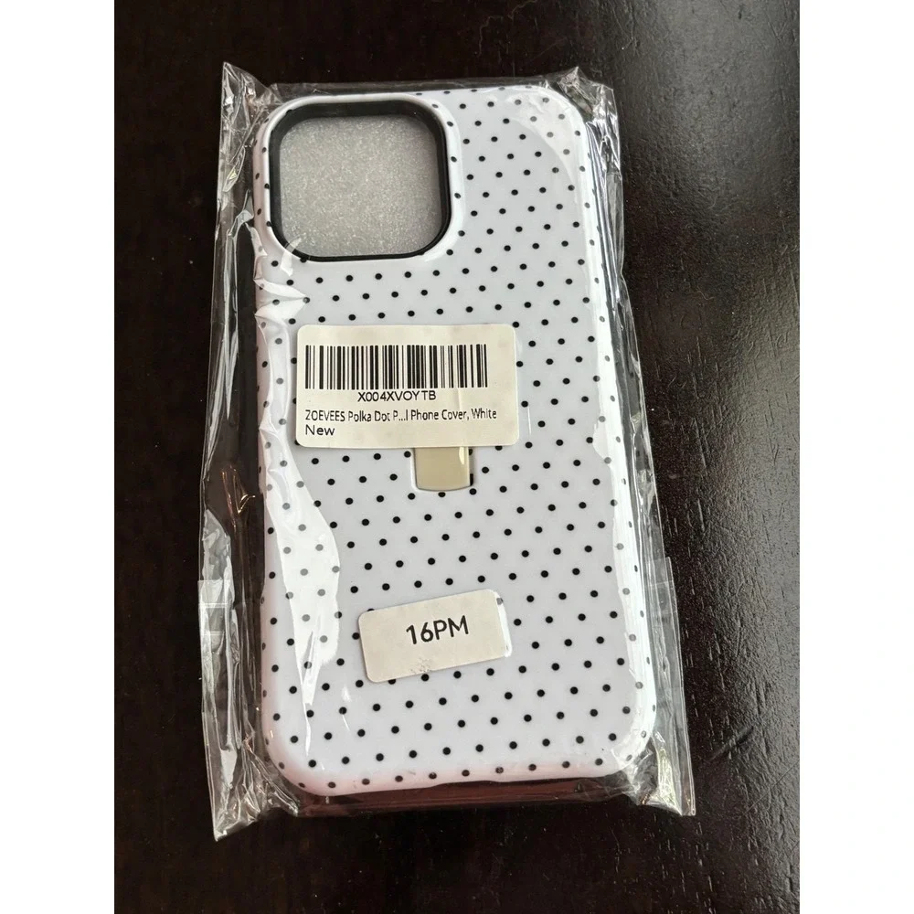 Zoevees iPhone 16 Pro Max Case White Black Polka Dot Pattern Phone Cover New